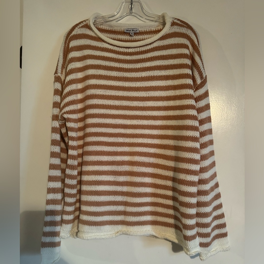 NWOT White Birch Striped Brown and White Sweater